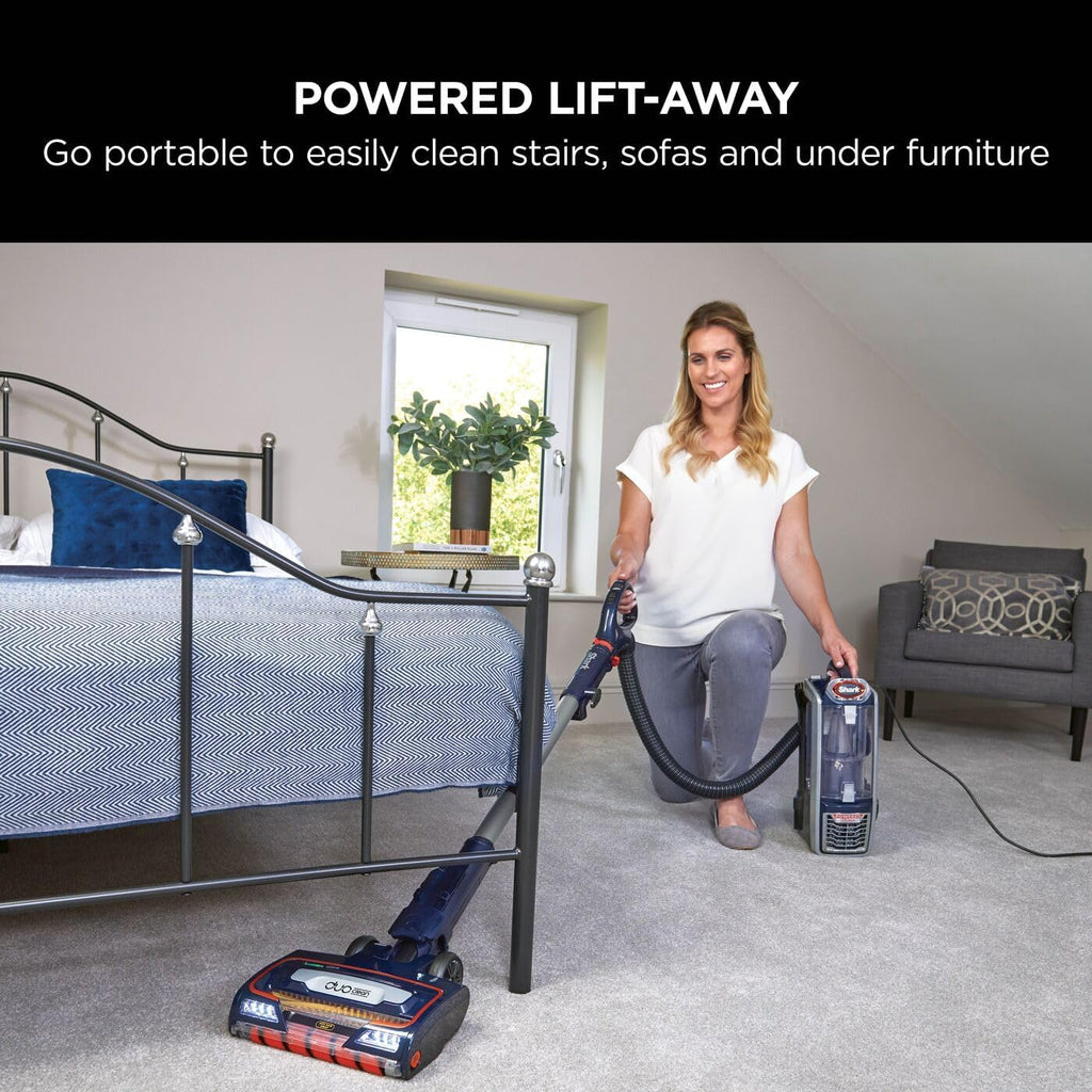 Shark Corded Upright Vacuum Cleaner,0.83L, Pet Model, Navy/Orange, 750W | with Anti Hair Wrap Technology & DuoClean, Powered Lift-Away, LED Headlights, Anti-Allergen, 8m Cord, 3 Attachments, NZ801UKT